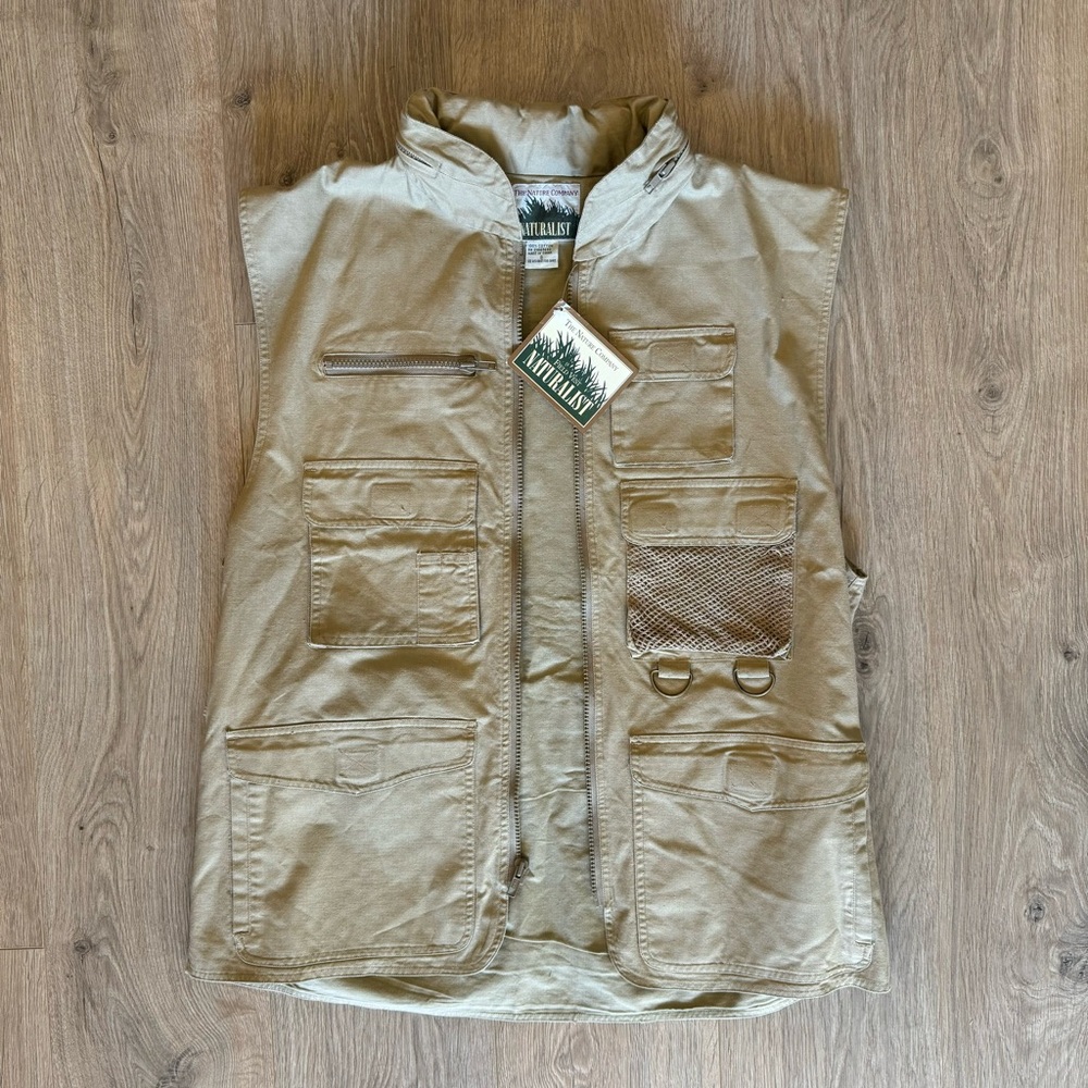 The Nature Company Naturalist Fishing Vest, NEW with Tags,  Men’s S Khaki